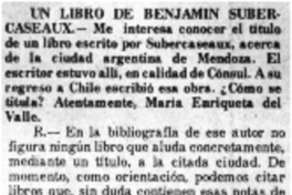Un Libro de Benjamín Subercaseaux.