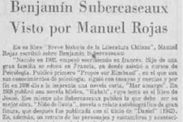 Benjamín Subercaseaux visto por Manuel Rojas.