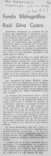 Fondo bibliográfico Raúl Silva Castro.