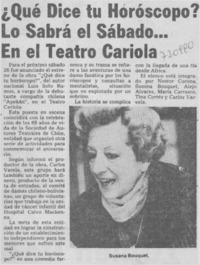 Qué dice tu horóscopo? lo sabrá el sábado... en el teatro Cariola.