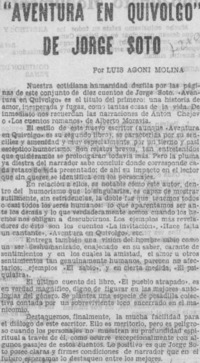 Aventura en Quivolgo" de Jorge Soto