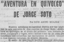 Aventura en Quivolgo" de Jorge Soto