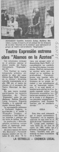 Teatro expresión estrena obra "alamos en la azotea".