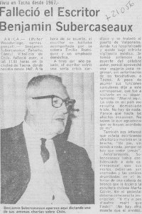 Falleció el escritor Benjamín Subercaseaux.