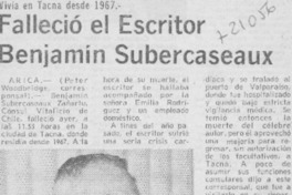 Falleció el escritor Benjamín Subercaseaux.