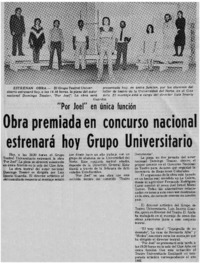 Obra premiada en concurso nacional estrenará hoy grupo universitario.