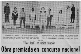 Obra premiada en concurso nacional estrenará hoy grupo universitario.