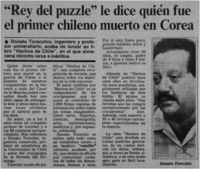 "Rey del puzzle" le dice quién fue el primer chileno muerto en Corea.