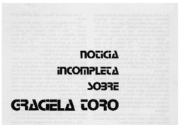 Noticias incompleta sobre Graciela Toro