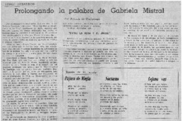 Prologando la palabra de Gabriela Mistral