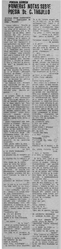 Primeras notas sobre poesía de C. Trujillo