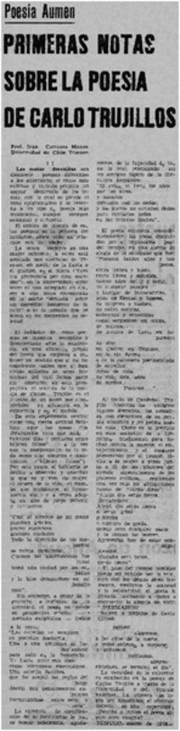 Primeras notas sobre poesía de Carlo trujillo