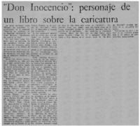 "Don Inocencio": personaje de un libro sobre la caricatura