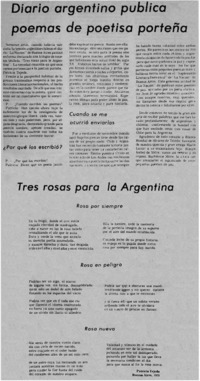 Diario argentino publica poemas de poetisa porteña.