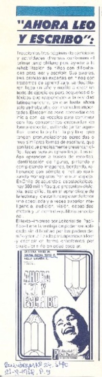 Ahora leo y escribo".