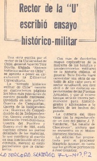 Rector de la "U" escribió ensayo histórico-militar.