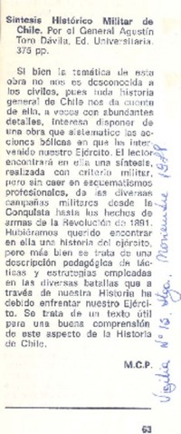 Síntesis histórico militar de Chile