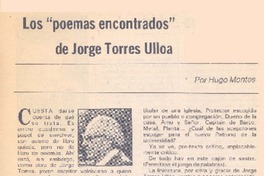 Los "poemas encontrados" de Jorge Torres Ulloa