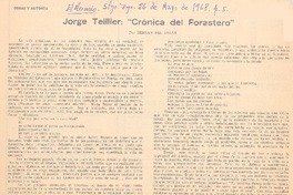 Jorge Teillier: "Crónica del forastero"