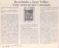 Recordando a Jorge Teillier: unos versos de aire y nostalgia : [comentario]