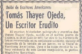 Tomás Thayer Ojeda, un escritor erudito.