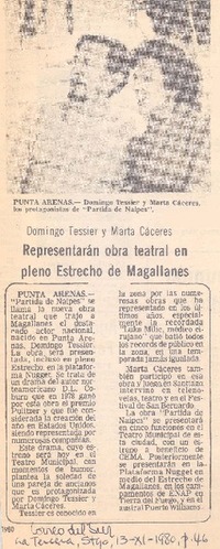 Representarán obra teatral en pleno estrecho de Magallanes.