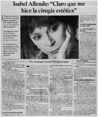 Isabel Allende, "Claro que me hice la cirugía estética"