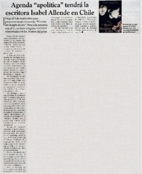 Agente "apolítica" tendrá la escritora Isabel Allende en Chile.