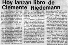 Hoy lanzan libro de Clemente Riedemann.