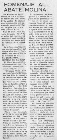 Homenaje al Abate Molina.