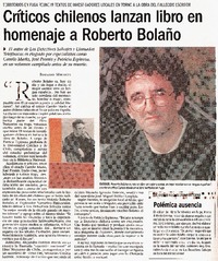 Críticos chilenos lanzan libro en homenaje a Roberto Bolaño