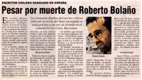 Pesar por muerte de Roberto Bolaño.