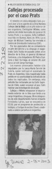 Callejas procesada por el caso Prats.