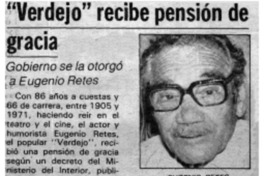 Verdejo" recibe pensión de gracia.