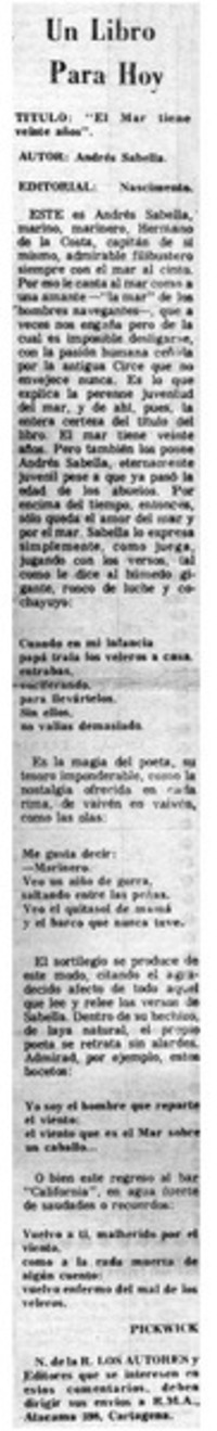 El mar tiene veinte años"