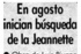 En agosto inician búsqueda de la Jeannette.