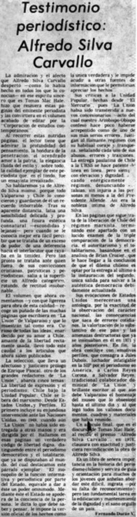 Testimonio periodístico:_Alfredo Silva Carvallo