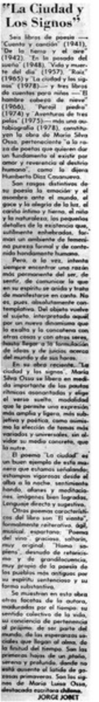 La ciudad y los signos"