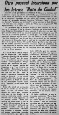 Otro pascual incursiona por las letras: "Rata de ciudad".