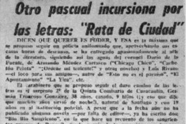 Otro pascual incursiona por las letras: "Rata de ciudad".