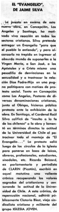 El "evangelio" de Jaime Silva.