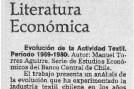 Evolución de la actividad textil. Período 1969-1980.