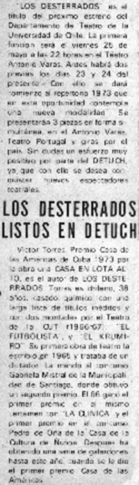 Los desterrados listos en DETUCH.