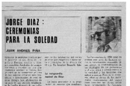 Jorge Díaz: ceremonias para la soledad