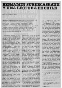 Benjamín Subercaseaux y una lectura de Chile