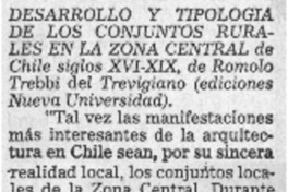 Desarrollo y tipología de los conjuntos rurales en la zona central.