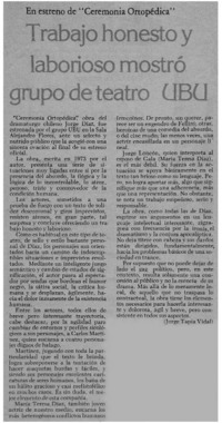 Trabajo honesto y laborioso mostró grupo de teatro UBU