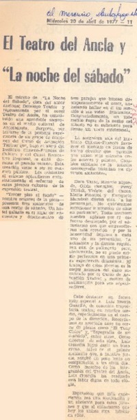El teatro del ancla y "la noche del sábado".