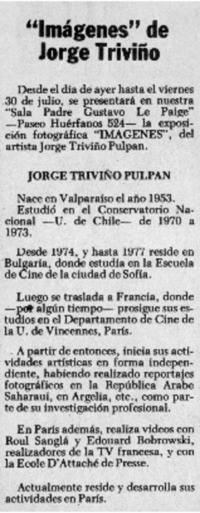"Imágenes" de Jorge Triviño.