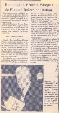 Homenaje a Ernesto Vásquez de flautas dulces de Chillán.